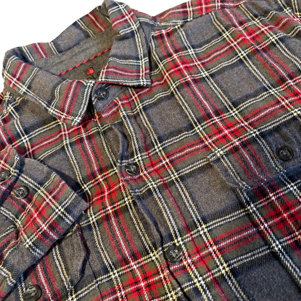 Woolrich Flannel Shirt Mens XXL Gray Red Plaid Long Sleeve Button Down Cotton